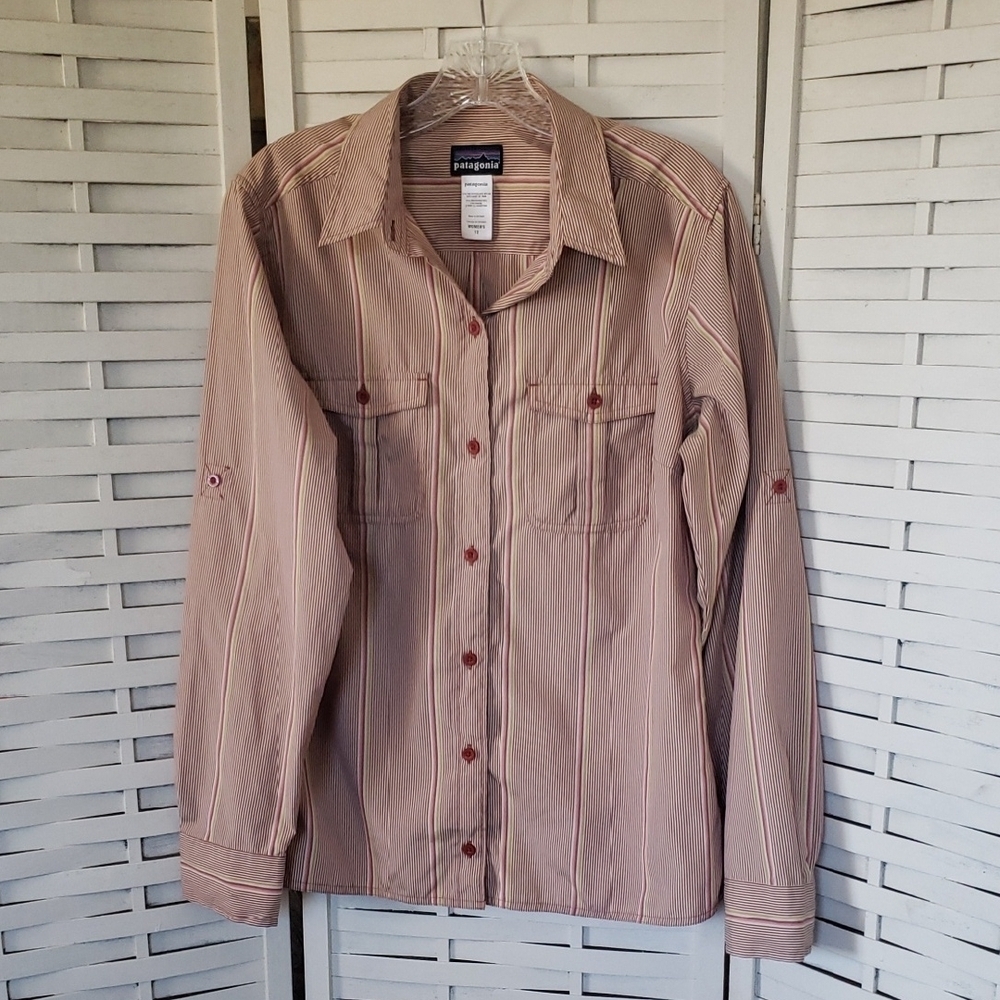 Patagonia Men's Casual Striped Brown Shirt